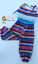 Load image into Gallery viewer, Serape Mexican Fiesta Romper Capri Pants