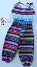 Load image into Gallery viewer, Serape Mexican Fiesta Romper Capri Pants