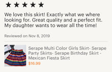 Load image into Gallery viewer, Serape Multi Color Girls Skirt- Serape Party Skirts- Serape Birthday Skirt - Mexican Fiesta Skirt