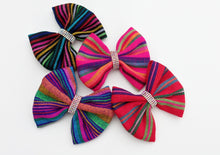 Load image into Gallery viewer, Serape Bow - Serape Girls Bows - Mexican Fiesta Bow - Serape Fiesta Bow - Serape Birthday Bow - Cinco De Mayo Bow - Rainbow Bow
