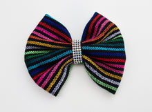 Load image into Gallery viewer, Serape Bow - Serape Girls Bows - Mexican Fiesta Bow - Serape Fiesta Bow - Serape Birthday Bow - Cinco De Mayo Bow - Rainbow Bow
