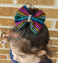 Load image into Gallery viewer, Serape Bow - Serape Girls Bows - Mexican Fiesta Bow - Serape Fiesta Bow - Serape Birthday Bow - Cinco De Mayo Bow - Rainbow Bow
