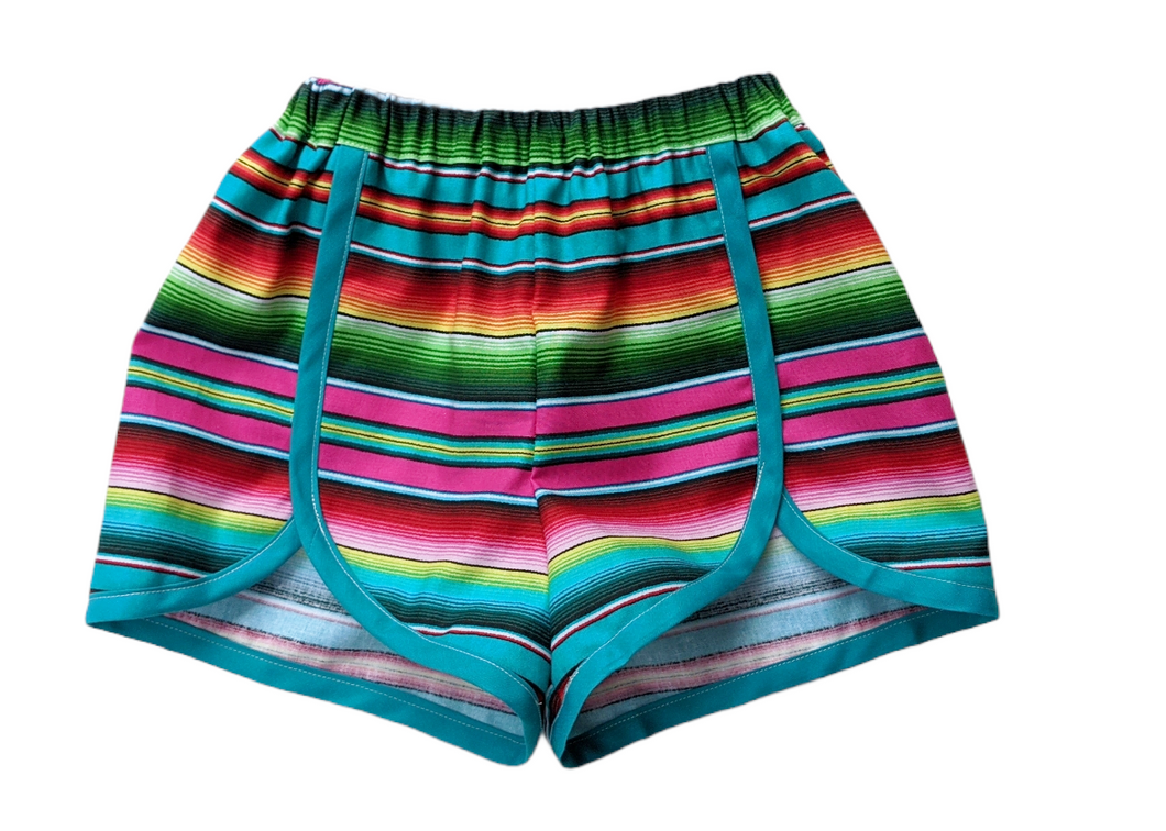 Coachella Serape Shorts - Serape Mexican Shorts - Coachella Summer Shorts - Fiesta Mexican Shorts