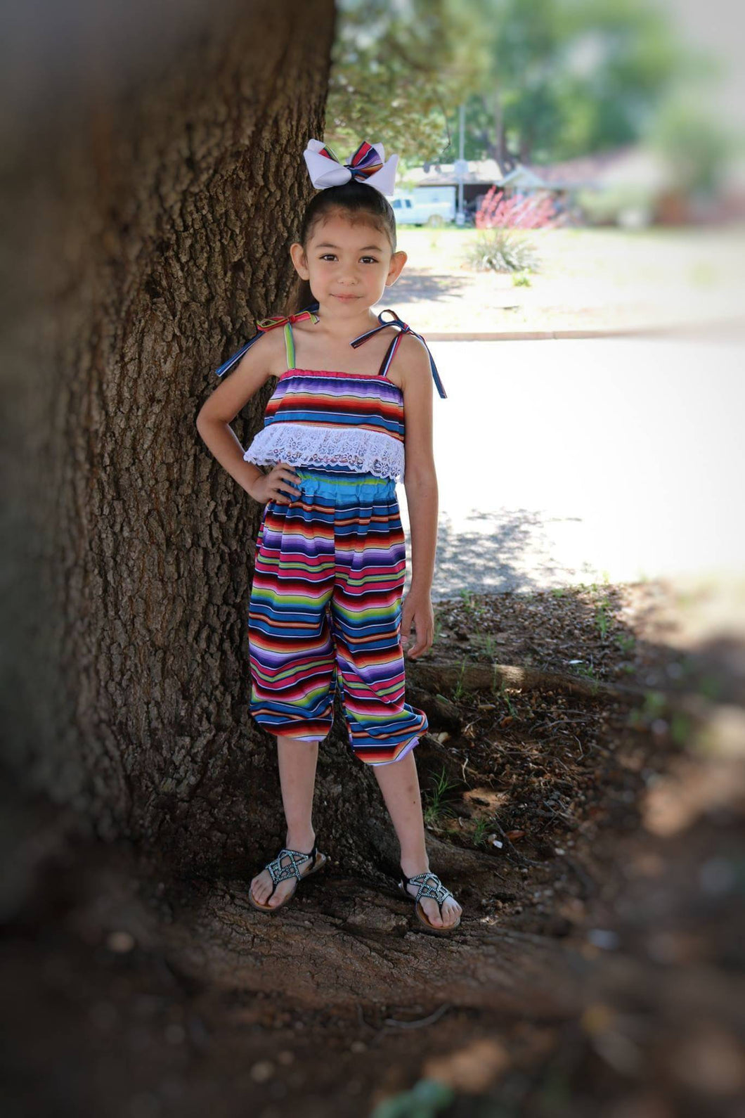 Serape Mexican Fiesta Romper Capri Pants