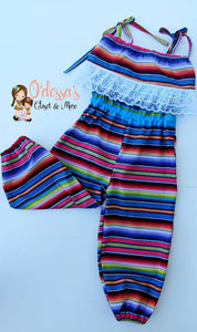 Serape Mexican Fiesta Romper Capri Pants