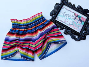 Serape Mexican Fiesta Shorts - Rainbow Party Shorts