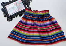 Load image into Gallery viewer, Serape Multi Color Girls Skirt- Serape Party Skirts- Serape Birthday Skirt - Mexican Fiesta Skirt
