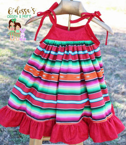 Serape Girls Fiesta Dress- Serape Twirly Dress