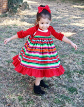 Load image into Gallery viewer, Serape Girls Fiesta Dress- Serape Twirly Dress
