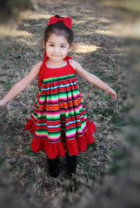 Serape Girls Fiesta Dress- Serape Twirly Dress