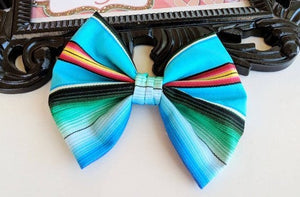 Serape Bow- Cinco De Mayo Bow, Mexican Serape Bow- Fiesta Blue Serape Bow