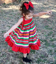 Load image into Gallery viewer, Serape Girls Fiesta Dress- Serape Twirly Dress
