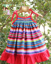 Load image into Gallery viewer, Serape Girls Fiesta Dress- Serape Twirly Dress
