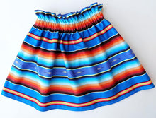 Load image into Gallery viewer, Serape Multi Color Girls Skirt- Serape Party Skirts- Serape Birthday Skirt - Royal Blue Serape Skirt
