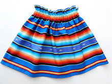 Load image into Gallery viewer, Serape Multi Color Girls Skirt- Serape Party Skirts- Serape Birthday Skirt - Royal Blue Serape Skirt
