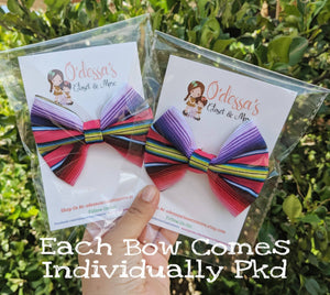 Serape Bow- Cinco De Mayo Bow, Mexican Serape Bow- Fiesta Red Serape Bow