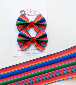 Serape Mexican Fiesta Grosgrain Bow