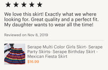 Load image into Gallery viewer, Serape Multi Color Girls Skirt- Serape Party Skirts- Serape Birthday Skirt - Mexican Fiesta Skirt
