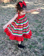 Load image into Gallery viewer, Serape Girls Fiesta Dress- Serape Twirly Dress
