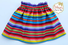 Load image into Gallery viewer, Serape Multi Color Girls Skirt- Serape Party Skirts- Serape Birthday Skirt - Mexican Fiesta Skirt - Fiesta Brite Girls Skirt
