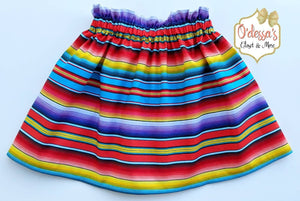 Serape Multi Color Girls Skirt- Serape Party Skirts- Serape Birthday Skirt - Mexican Fiesta Skirt - Fiesta Brite Girls Skirt