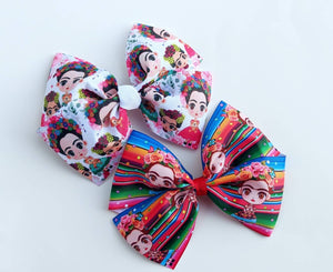 Serape Bow- Rainbow Serape Bow - Frida Serape Bow - Frida Floral Bow - Frida JUMBO Ribbon Bow - Mexican Frida Bow