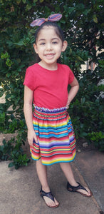 Serape Multi Color Girls Skirt- Serape Party Skirts- Serape Birthday Skirt - Mexican Fiesta Skirt - Fiesta Brite Girls Skirt