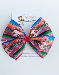 Serape Bow- Rainbow Serape Bow - Frida Serape Bow - Frida Floral Bow - Frida JUMBO Ribbon Bow - Mexican Frida Bow