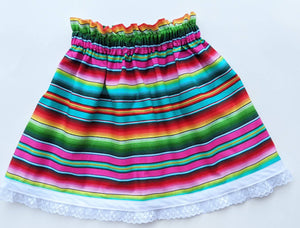 Serape Multi Color Girls Skirt- Serape Party Skirts- Serape Birthday Skirt - Mexican Fiesta Skirt- Serape Mexican Skirt