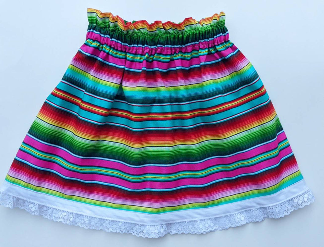 Serape Multi Color Girls Skirt- Serape Party Skirts- Serape Birthday Skirt - Mexican Fiesta Skirt- Serape Mexican Skirt