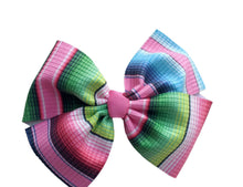 Load image into Gallery viewer, Serape Bow- Rainbow Serape Bow - Mexican Fiesta Bow - Serape Mexican Bow - Serape Jumbo Bow - Mexican Bow - Corduroy-Velvet Serape Bow
