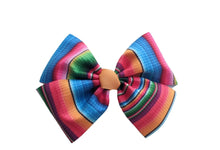 Load image into Gallery viewer, Serape Bow- Rainbow Serape Bow - Mexican Fiesta Bow - Serape Mexican Bow - Serape Jumbo Bow - Mexican Bow - Corduroy-Velvet Serape Bow
